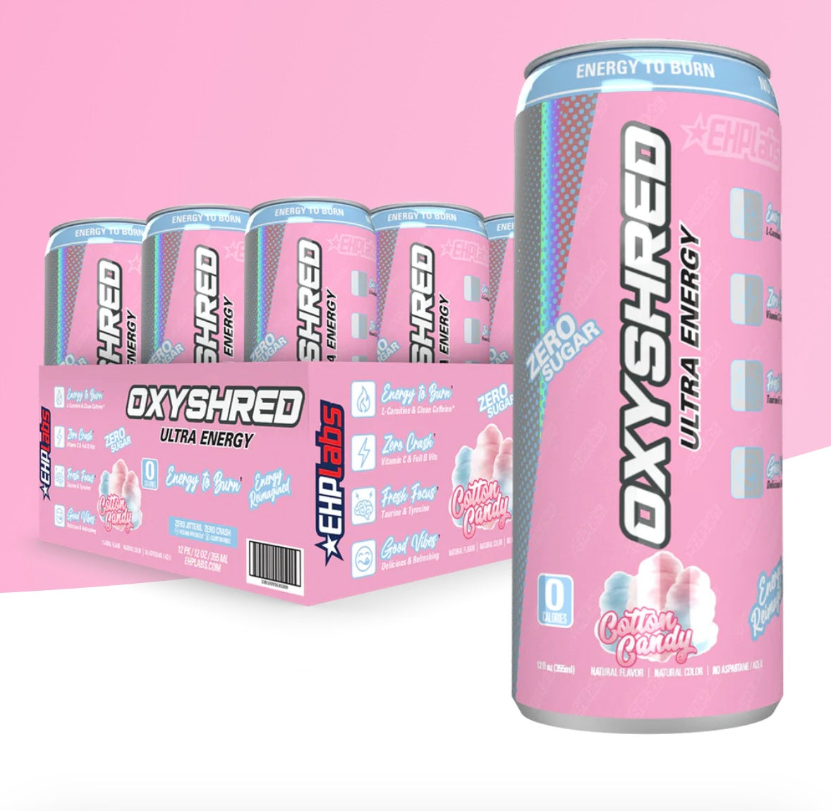 OxyShred Ultra Energy Drink RTD (12-Pack) - COTTON CANDY