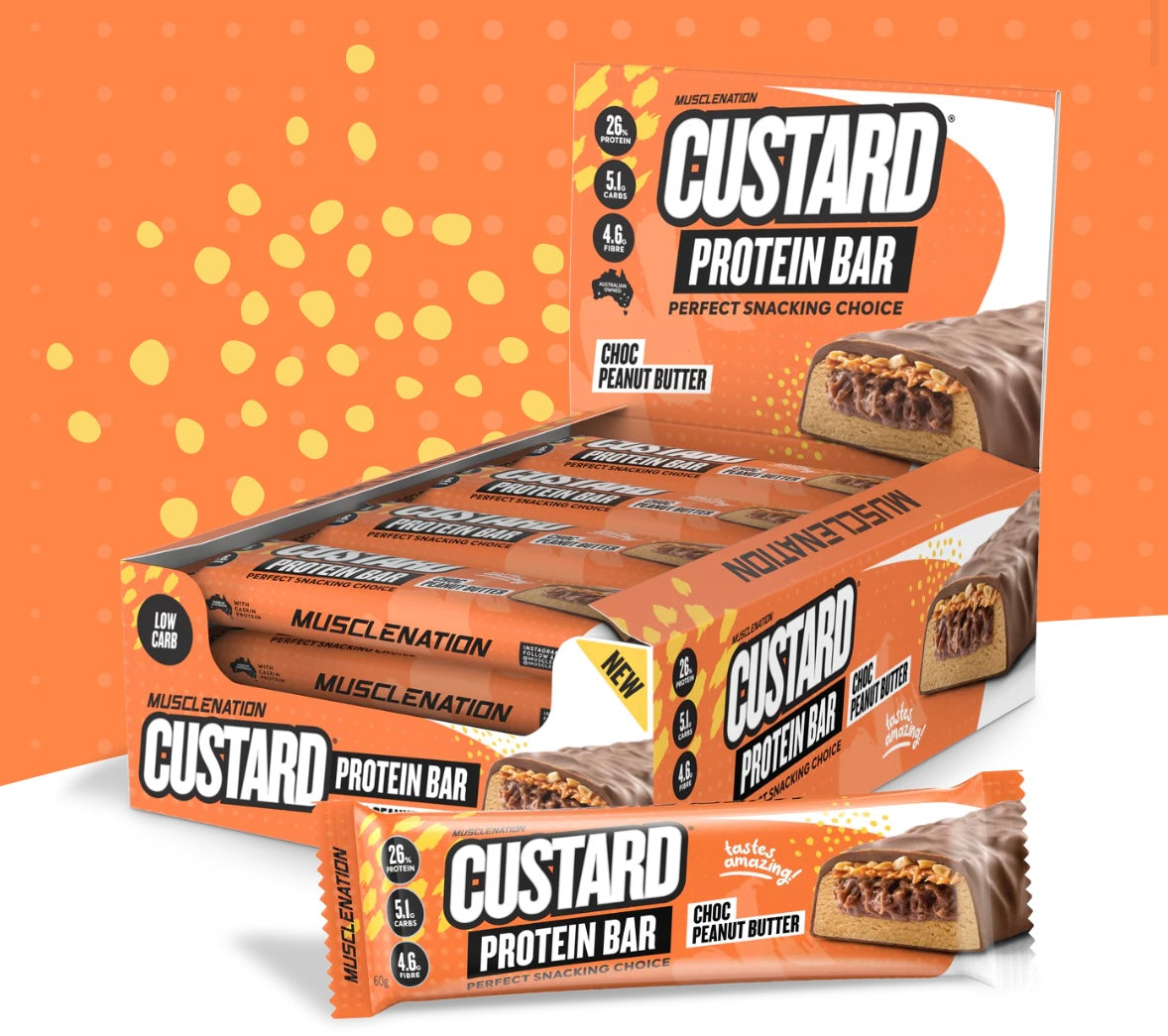 CUSTARD PROTEIN BAR Choc Peanut Butter - Box of 12