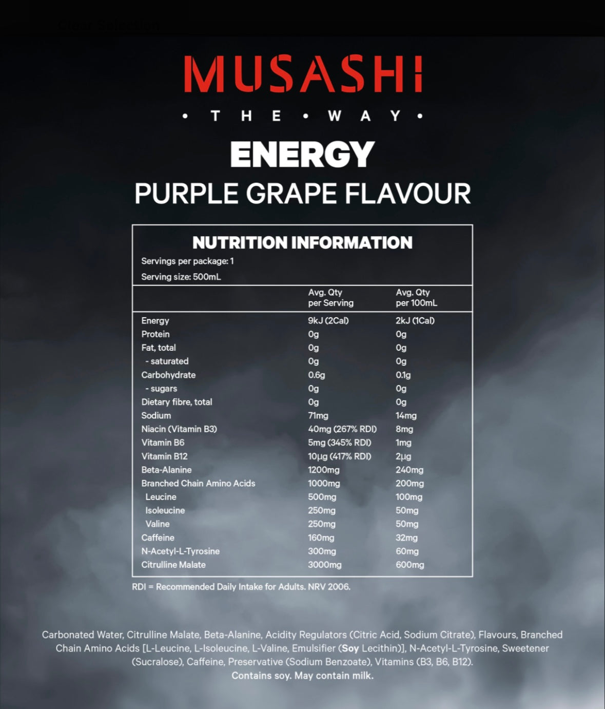 MUSASHI ENERGY DRINK 500ml 24pack - Purple Grape