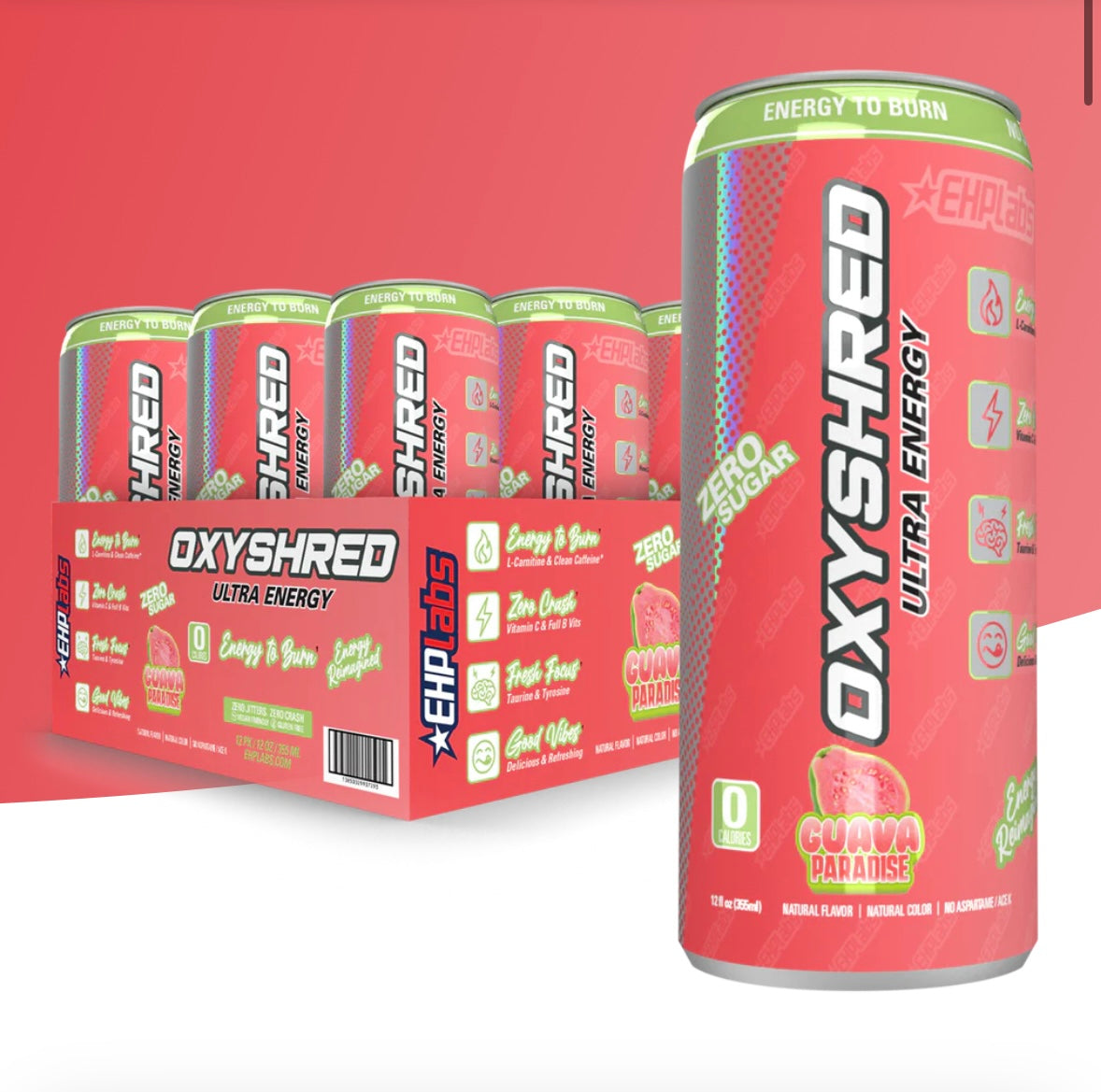 OxyShred Ultra Energy Drink RTD (12-Pack) - GUAVA PARADISE
