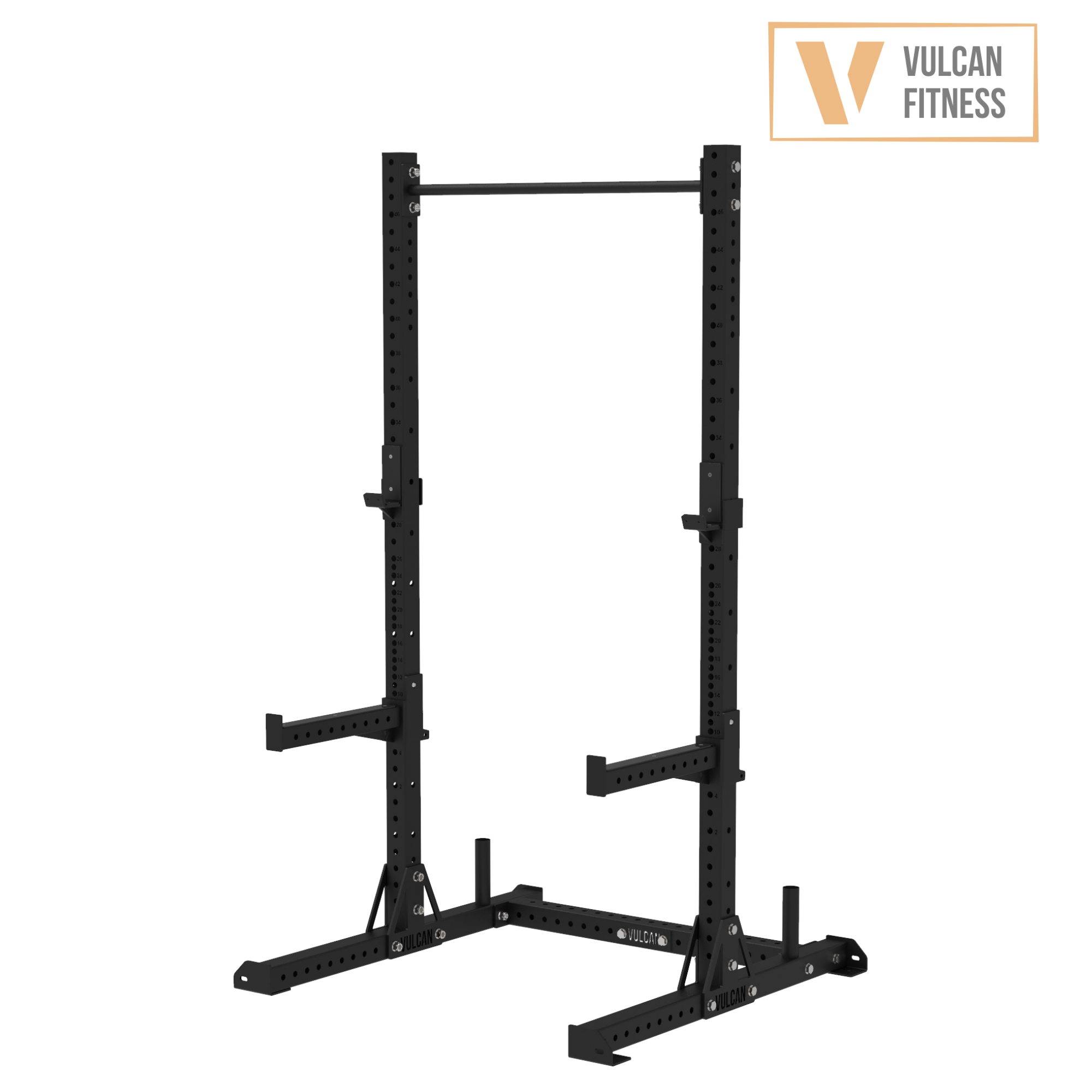 VULCAN Elite Squat Rack, Olympic Barbell, 150kg Colour Bumper Weight Plates & Adjustable Bench | IN STOCK