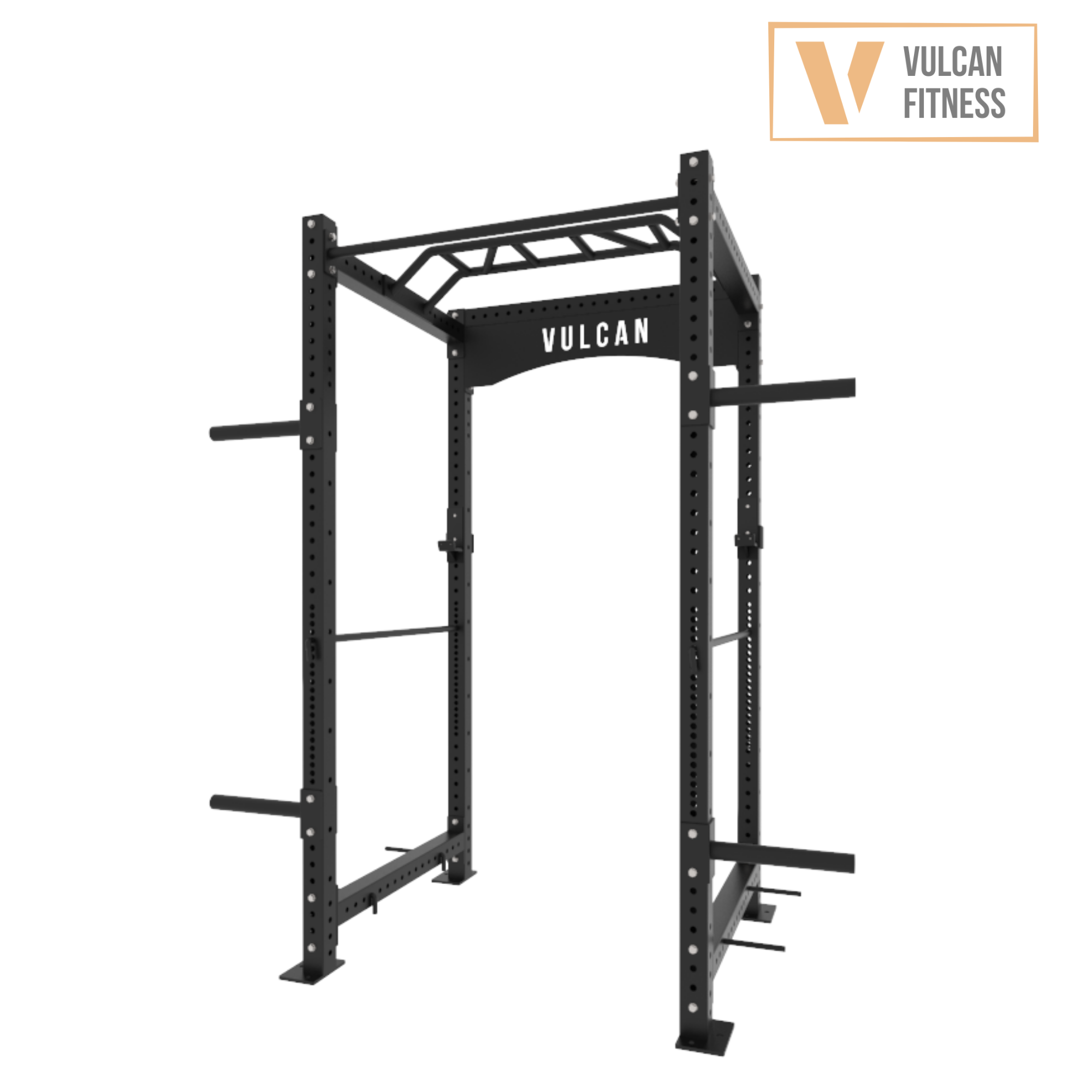 VULCAN Commercial Power Cage, Olympic Barbell, 150kg Black Bumper Weight Plates & Commercial FID Bench | IN STOCK
