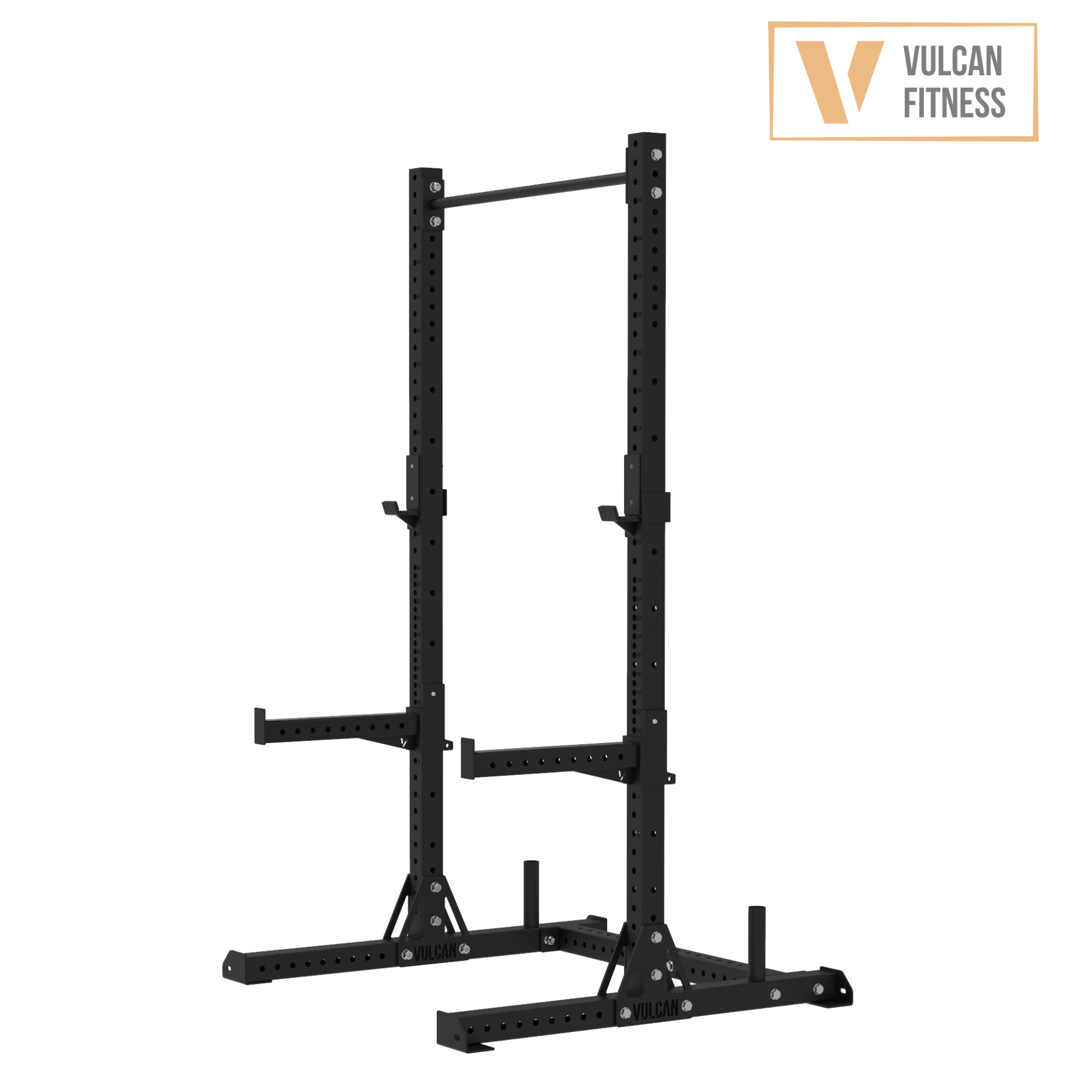 VULCAN Elite Squat Rack, Olympic Barbell, 150kg Black Bumper Weight Plates & Adjustable Bench | IN STOCK