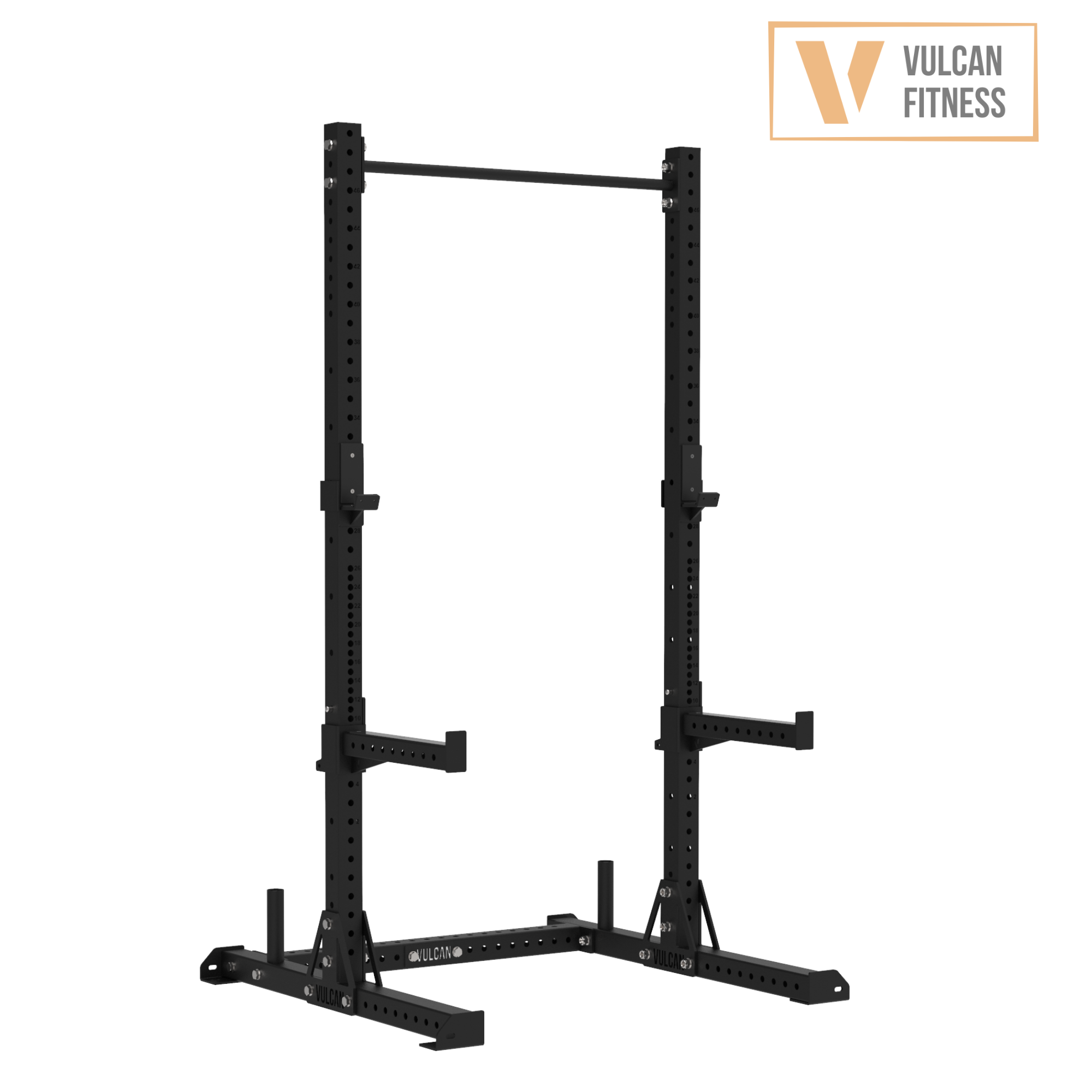 VULCAN Elite Squat Rack, Olympic Barbell, 100kg Colour Bumper Weight Plates & Adjustable Bench | IN STOCK