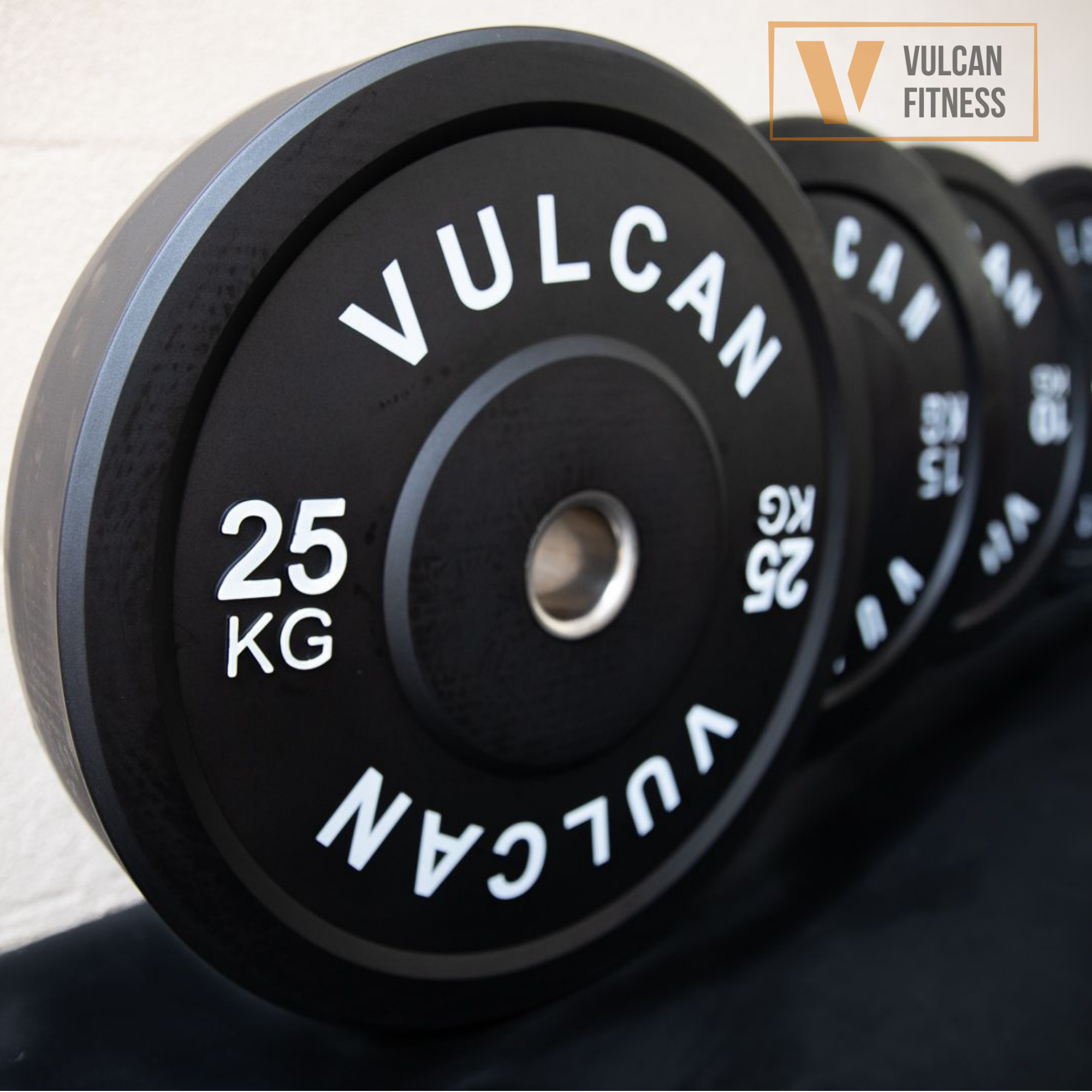 VULCAN Commercial Power Cage, Olympic Barbell, 100kg Black Bumper Weight Plates & Adjustable Bench | IN STOCK