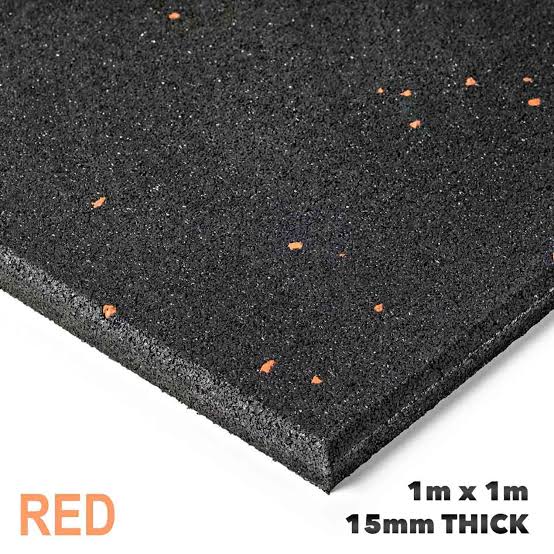 COMMERCIAL RUBBER GYM TILE (1M X 1M X 15MM) - RED