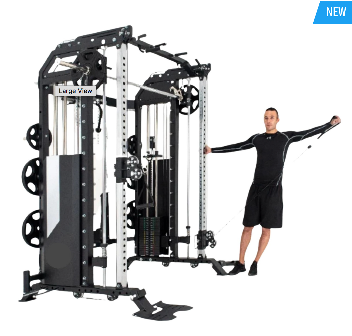 RAPID MOTION - COMMERCIAL SMITH MACHINE POWER RACK AND FUNCTIONAL TRAINER 3 IN 1