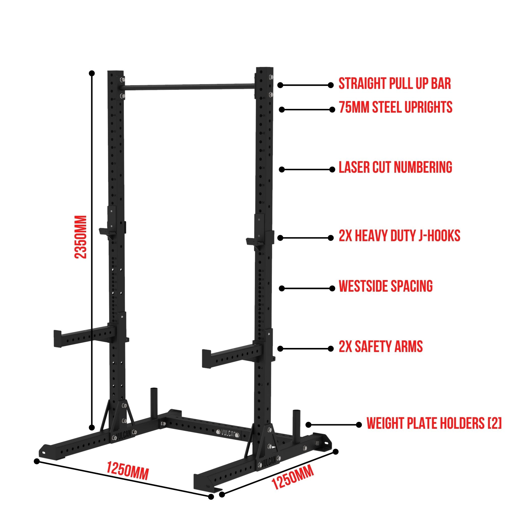 dimensions of commercial squat rack 