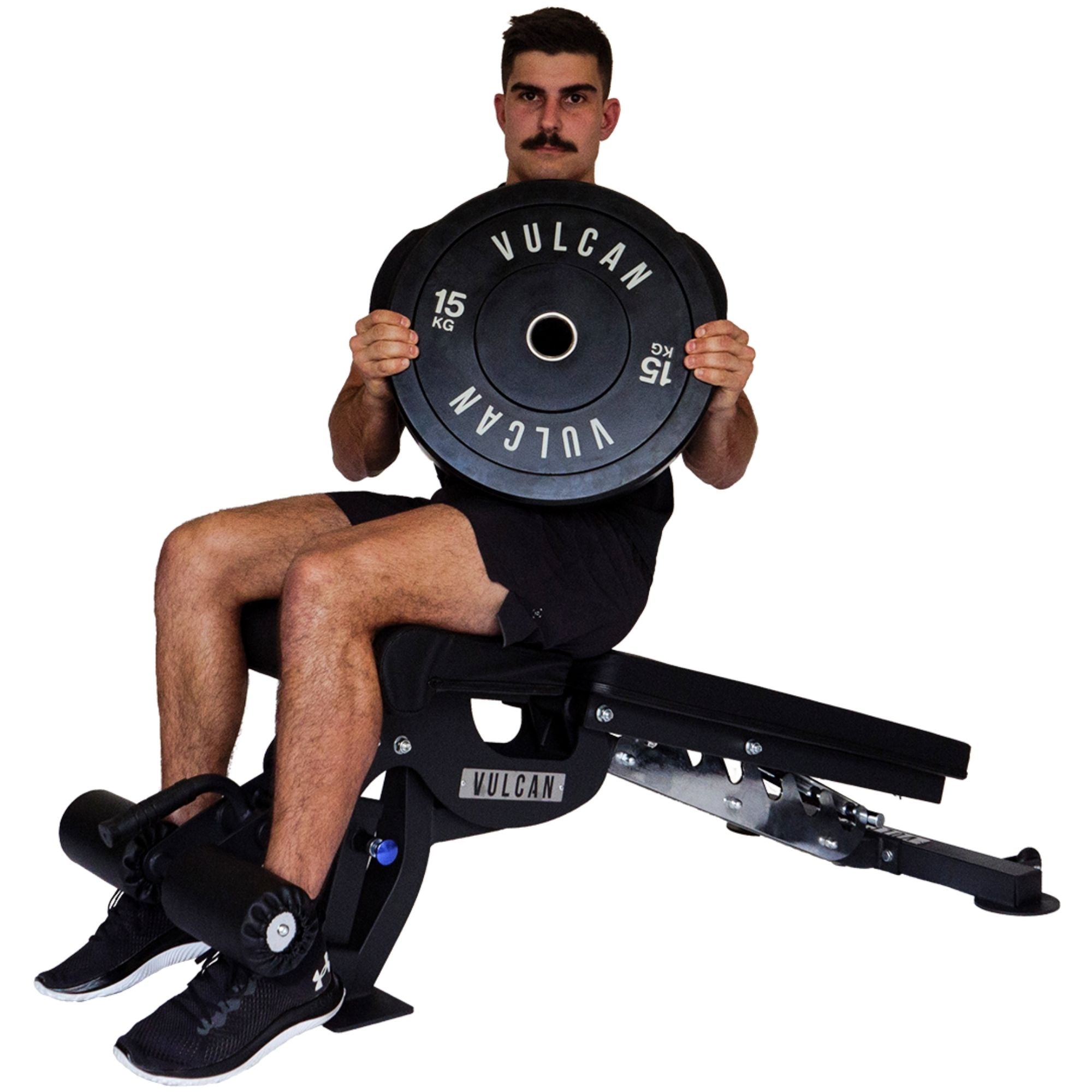 VULCAN Home Gym Power Cage, Olympic Barbell, 150kg Colour Bumper Weight Plates & Commercial FID Bench | IN STOCK