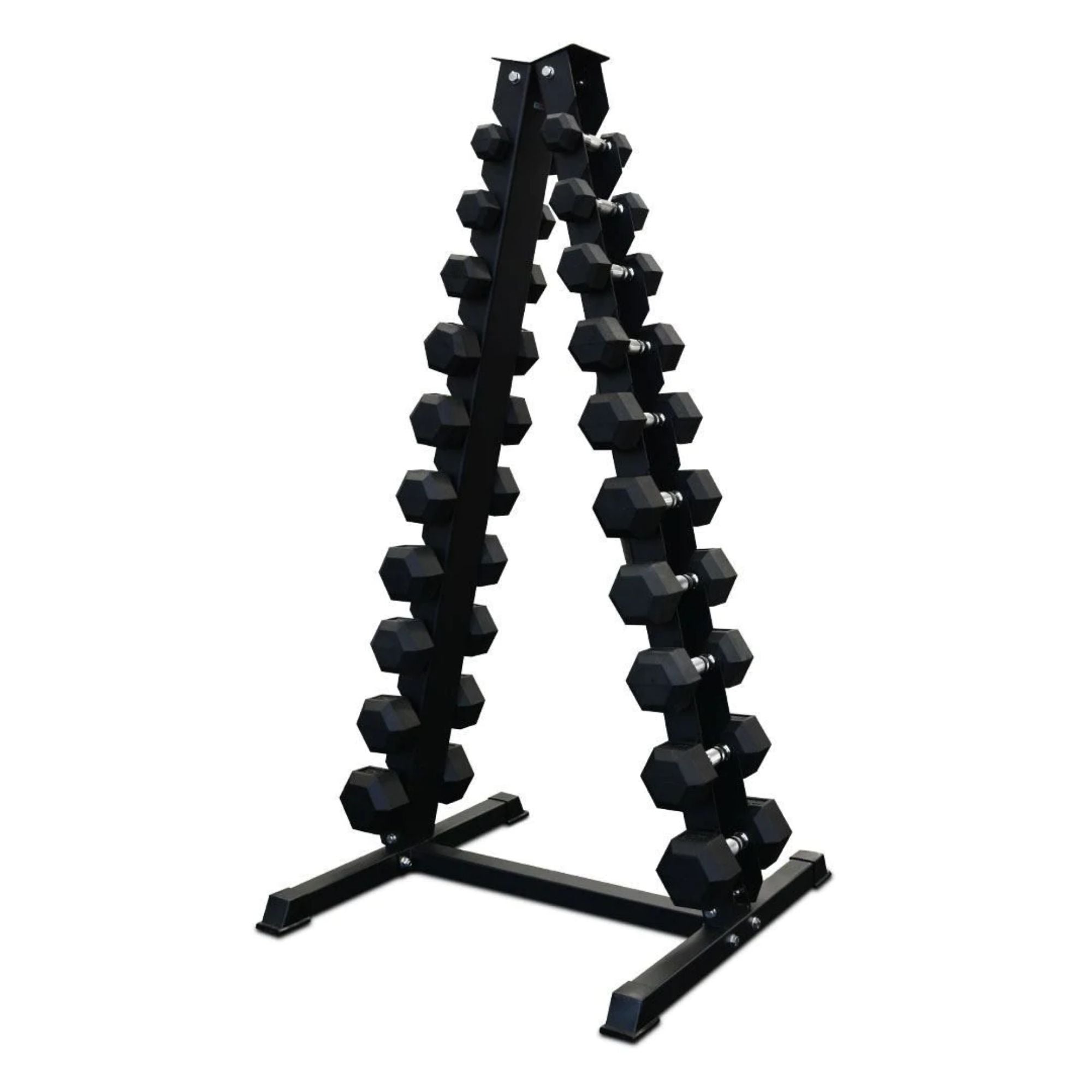  Vertical 10 Pair Dumbbell Rack & 1 ~ 10KG Commercial Hex Dumbbell Pairs