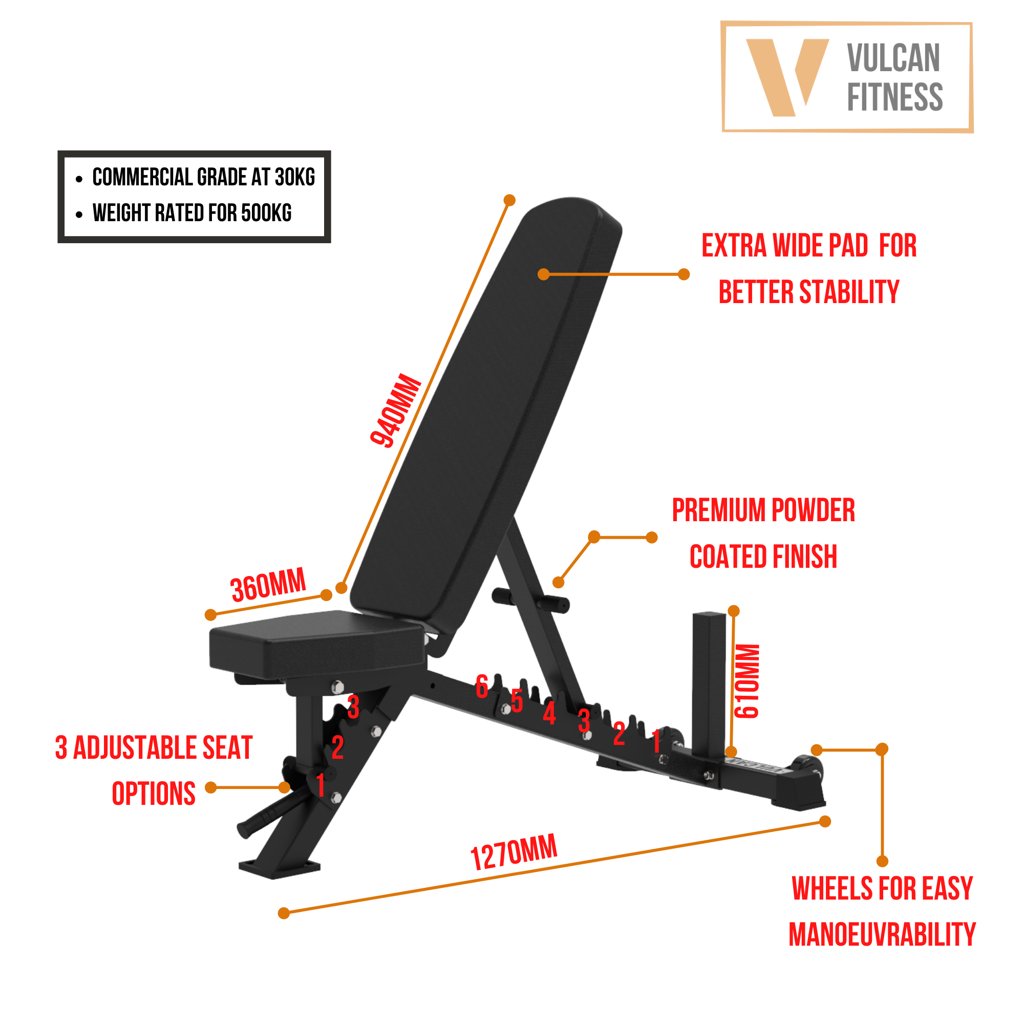 VULCAN Pro Adjustable Bench | IN STOCK