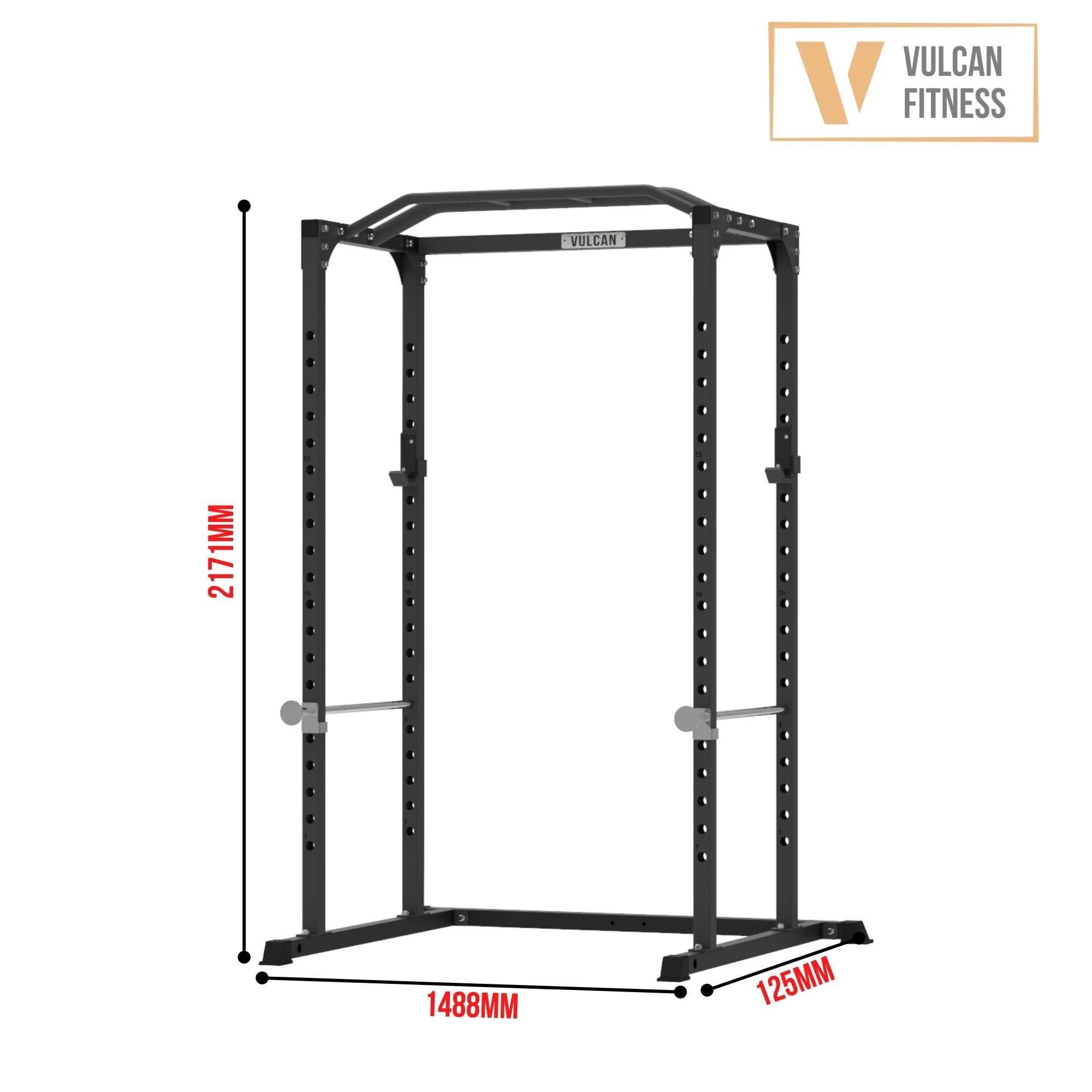 VULCAN Home Gym Power Cage, Olympic Barbell, 100kg Machined Olympic Iron Plates & Pro Adjustable Bench | IN STOCK