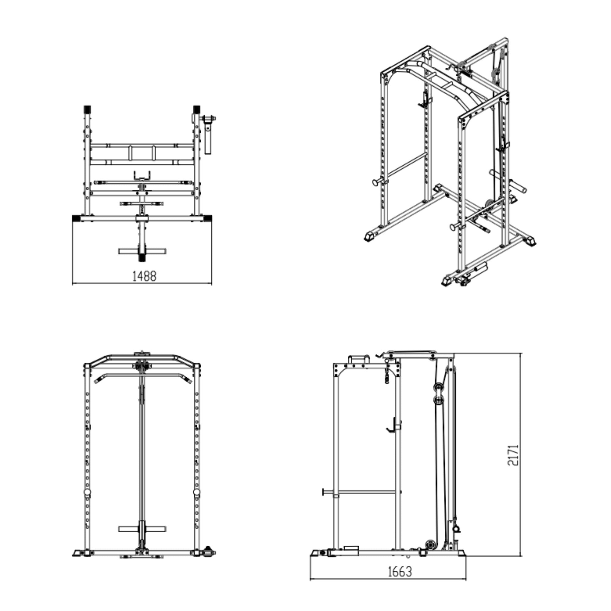 VULCAN Home Gym Power Cage, Olympic Barbell, 150kg Black Bumper Weight Plates & Commercial FID Bench | IN STOCK